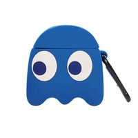 UR Sunshine AirPods Case, Super Funny Creative Game Pac-Man Ghost Face Monster Shape AirPods Case, Soft Silicone Earphone Protectior for AirPods1&2+Hook -Blue