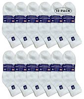 Yacht & Smith King Size Loose Fit Non-Binding Soft Cotton Diabetic Crew & Ankle Socks, Bulk Value Pack (12 Pack White Ankle, King (13-16))