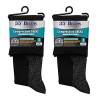 35 Below Compression Socks - As Seen On TV - 2 Pairs in Black; Size Large - 2-in-1 Compression & Warming Socks - Aluminized Thread with Aerospace Fabric Technology