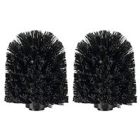 mDesign Replacement Toilet Bowl Brush Head, Easy Screw-On Design for Bathroom Storage - Sturdy Stiff Bristles Make Deep Cleaning Simple - 2 Pack - Black