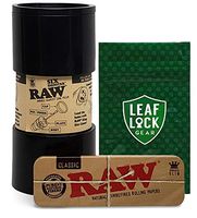RAW Six Shooter Cone Filler with RAW King Size Cone Caddy and Leaf Lock Gear Smell Proof Pouch - Bundle - 3 Items