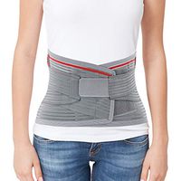 ORTONYX Lumbar Support Belt Lumbosacral Back Brace – Ergonomic Design and Breathable Material - L/XXL (Waist 39.7"-47.6") Gray/Red
