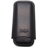 Leather Cigar Pouch for 3 - Authentic Full Grade Buffalo Hide Leather - Black