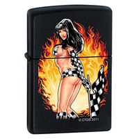 Zippo Lighter - Checker Pinup Black Matte