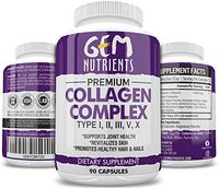 Collagen Peptides Supplements by Gem Nutrients – Premium Hydrolyzed Collagen Capsules for Women and Men – Anti-Aging, Joint Support – Healthy Skin, Hair, Nails – 90 Tablets