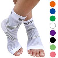 BLITZU Plantar Fasciitis Socks with Arch Support, Foot Care Compression Sleeve, Eases Swelling & Heel Spurs, Ankle Brace Support, Relieve Pain Fast White S-M