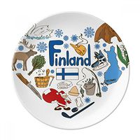 Finland Love Heart Landscap National Flag Dessert Plate Decorative Porcelain 8 inch Dinner Home