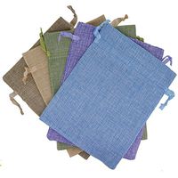 Stylish Mix Color Linen Pouches with Ribbon Drawstring for Gift Packaging, 2 Sizes Available Pack of 10 (5.5"x7", Mix)