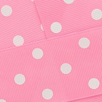 7/8" Grosgrain Ribbon White Dots 143 Bubblegum Pink 5yd