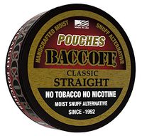 BaccOff, Original Straight Pouches, Premium Tobacco Free, Nicotine Free Snuff Alternative (5 Cans)