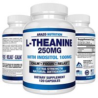 L-Theanine 250mg (Extra Strength) with Inositol 100mg, 120 Capsules Vegetarian, Arazo Nutrition