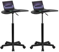 Flash Furniture Height Adjustable Mobile Laptop Computer Desk with Black Top (Pack of 2)