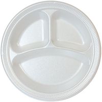 Nicole Home Collection 50 Count Everyday Dinnerware 3-Compartment Foam Plate, 10-Inch, White