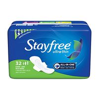 Stayfree Ultra Thin Super Long Pads with Wings For Women, Reliable Protection and Absorbency of Feminine Moisture, Leaks and Periods, 32 count - Pack of 4