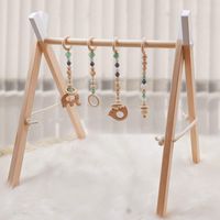 Wooden Baby Gym with 4 Baby Teething Toys Foldable Baby Play Activity Gym Frame Hanging Bar Newborn Gift