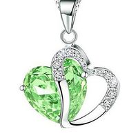 Meidexian888 Clavicle Pendant Necklace,Fashion Women Heart Crystal Rhinestone Silver Chain Pendant Necklace Jewelry (F)