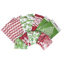 Image Arts Holiday Gift Bag Assortment, Red and Green Snowflakes, Reindeer, Chevron (Pack of 16 Small, Medium, Large Bags for Classrooms, Treats, Gift Exchanges)