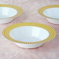 Efavormart 20 Pcs - White w/Gold Hot Stamped Round 12oz Disposable Plastic Bowl For Wedding party Catering Home use