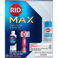 RID MAX Complete Lice Removal Kit, Easy-to-Use, Includes 1 RIDvantage Comb (100% Effective at Getting RID of Lice, Super Lice & Eggs), 1 Solution (4 oz) & 1 Home Spray (3 oz)
