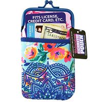 Rhinestone Encrusted Neoprene Soft Cigarette Case with Snap Clasp Closure and Printed Design - Mandala