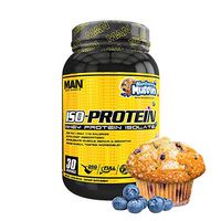 Man Sports Iso Protein. Blueberry Muffin Flavored Gluten Free Whey Protein Powder for Muscle Growth and Repair (30 Servings)
