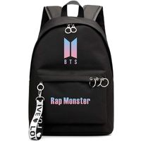 Hosston Kpop BTS Bangtan Boys Backpack Unisex Casual Schoolbag Laptop Bag College Bag Travel Rucksack Nice Gift for A.R.M.Y(Black 06-RAP MONSTER)