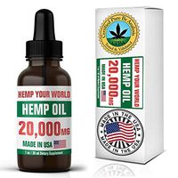 HEMP YOUR WORLD Hemp Oil Drops - Made in USA - 100% Organic Hemp Oil Extract for Pain Relief Anti-Inflammatory Joint Support Sleep Aid Supplements - Peppermint Flavor NO THC (20000)