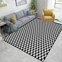 Bigdatastore Black and Grey Polka Dot Door Mats Inside, Arrangement of Intertwined Circles Geometric Design Abstract Mosaic, Easy Maintenance Area Rug Living Room Bedroom Carpet(8'x 10')