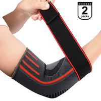 SupreGear 2 Pack Elbow Support Brace, Adjustable Breathable Nylon Elastic Elbow Sleeve Brace Compression Wrap for Golf Tennis Sports Training Women Men, Elbow Pain Relief