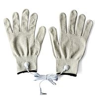 KONMED 1 Piece DC 2.5mm 2 in 1 Head Snap 3.5mm Electrode Wires/Cable + 1 Pair Silver Conductive Massage Gloves For Tens/Ems Machine