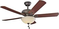 Energy Efficient 52 Inch LED Ceiling Fan with Nutmeg Espresso Blades and White Glass Light Bowl