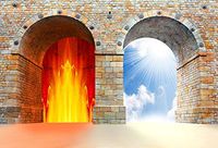Baocicco Jesus Christ Photo Backdrop 7x5ft Vinyl Photography Background Hell and Heaven Angels and Devils Jesus Christ Stone Arches Religious Activities Adults Portrait Prop