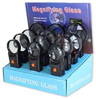 12 Piece Illuminated Magnifier Display With 3 In Each Of 2 Sizes, And 6 In The 3" Size