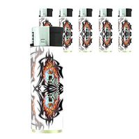 Butane Refillable Electronic Lighter Set of 5 Pieces Skull-069