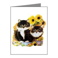Note Card Kittens with Sunflowers