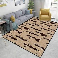 Bigdatastore Solid Area Rug Living Room, Modern Pattern with Primitive Effects and Ethno Stripes Backdrop Illustration, Fashionable High Class Living Dinning Room(5'x 8')