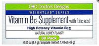 Vitamin B12 Supplement with folic Acid - 30 ct. Honey Flavored Blister Packs