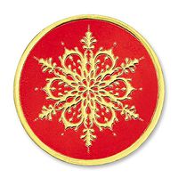 Blue and White Snowflake Embossed Foil Seals, 48 Count (Gold/Red)