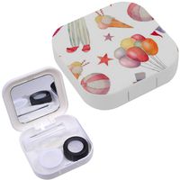 Portable Contact Lens Case Box Travel Kit Mirror + Bottle + Tweezers Container Holder [ Watercolor Circus ]