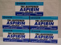 Tri-Buffered Aspirin Tablets Generic for Bufferin 325 mg 100 ea.5 PACK Total 500 Tablets