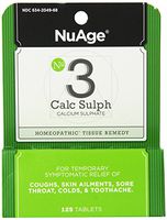 NuAge Homeopathic #3 Calcium Sulphate Tablets, Natural Relief of Coughs, Skin Ailments, Sore Throat, Colds & Toothache, 125 Count