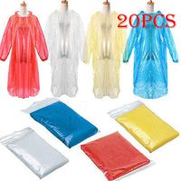 Disposable Raincoat, 20Pcs Disposable Adult Emergency Waterproof Rain Coat for Hiking Camping Travel Outdoor Events Lightweight Reusable or Disposable Easy to Carry