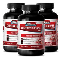 Creatine - Creatine Tri Phase 5000 Mg - Improves Muscle and Performance in Vegetarians (3 Bottles - 270 Tablets)
