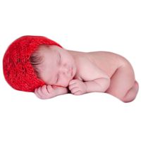 Baby Photography Props Boy Girl Photo Shoot Outfits Newborn Crochet Costume Infant Knitted Clothes Mohair Hat (Red)