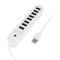 White Rectangle 1m 3ft Cable 8 Ports USB 2.0 Hub Splitter Adapter