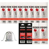 Zippo 10 Flint Dispenser (60 flints) and 2 Wicks Card Lighter Replacement Set 12 Pack Bundle with KKBESEPACK Pouch