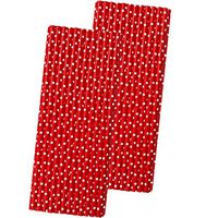 Red and White Paper Straws - Polka Dot - 7.75 Inches - 50 Pack