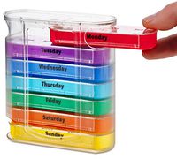 MEDca Weekly Pill Organizer, Four Times-a-Day, 1 Dispenser with Stackable AM/PM Compartments