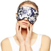 Silk Sleep Mask & Blindfold, Soft Eye Mask with Adjustable Head Strap, Deep Rest Eye Masks for Sleeping Night Eyeshade, Eye Cover for Travel, Shift Work & Meditation (Blue-White Porcelain)