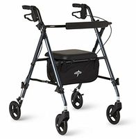 Medline Freedom Lightweight Folding Aluminum Mobility Rollator Walker with 6-inch Wheels, Adjustable Arms and Seat, Smoky Blue